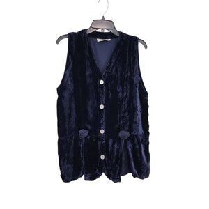 Cachaca Vintage Women's Velvet Sleeveless Button Front Peplum Top - S